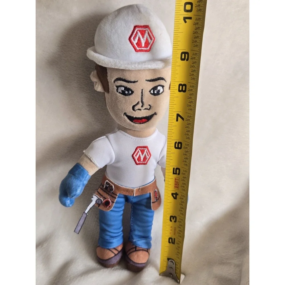 Morty Construction Worker Mascot Plush Doll Hard Hat‎ Tool Belt Advertising Toy